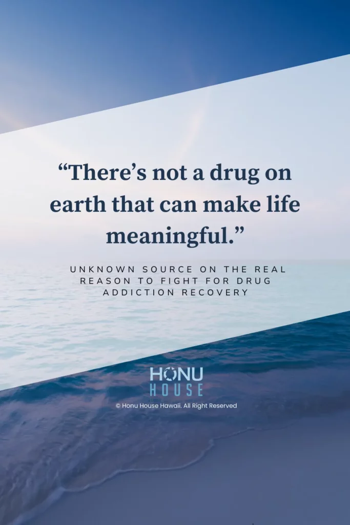 There’s not a drug on earth that can make life meaningful.– Unknown source on the real reason to fight for drug addiction recovery