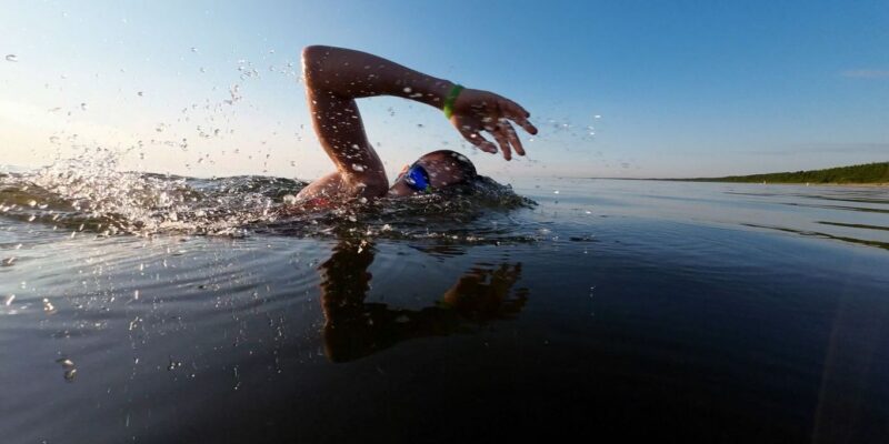 woman open water swimming for mental health